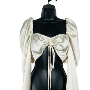 Jagger & Stone Satin Crop Bikini Top Going Out Long Sleeve - 8